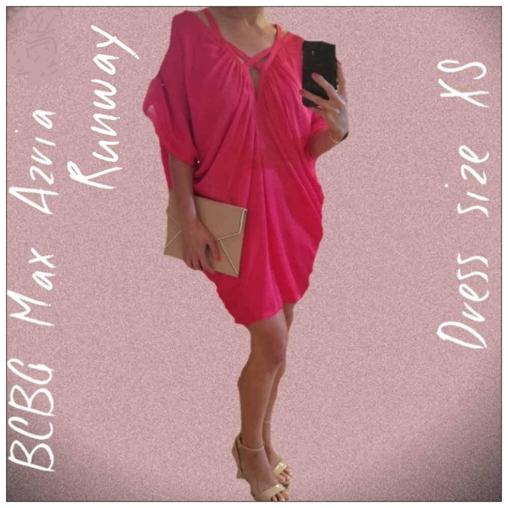 BCBG Max Azria Runway Dress Hot Pink Sz XS